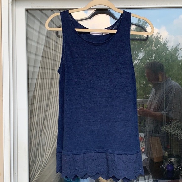 Shabby Chic Navy Eyelet Tank Top - Picture 1 of 4